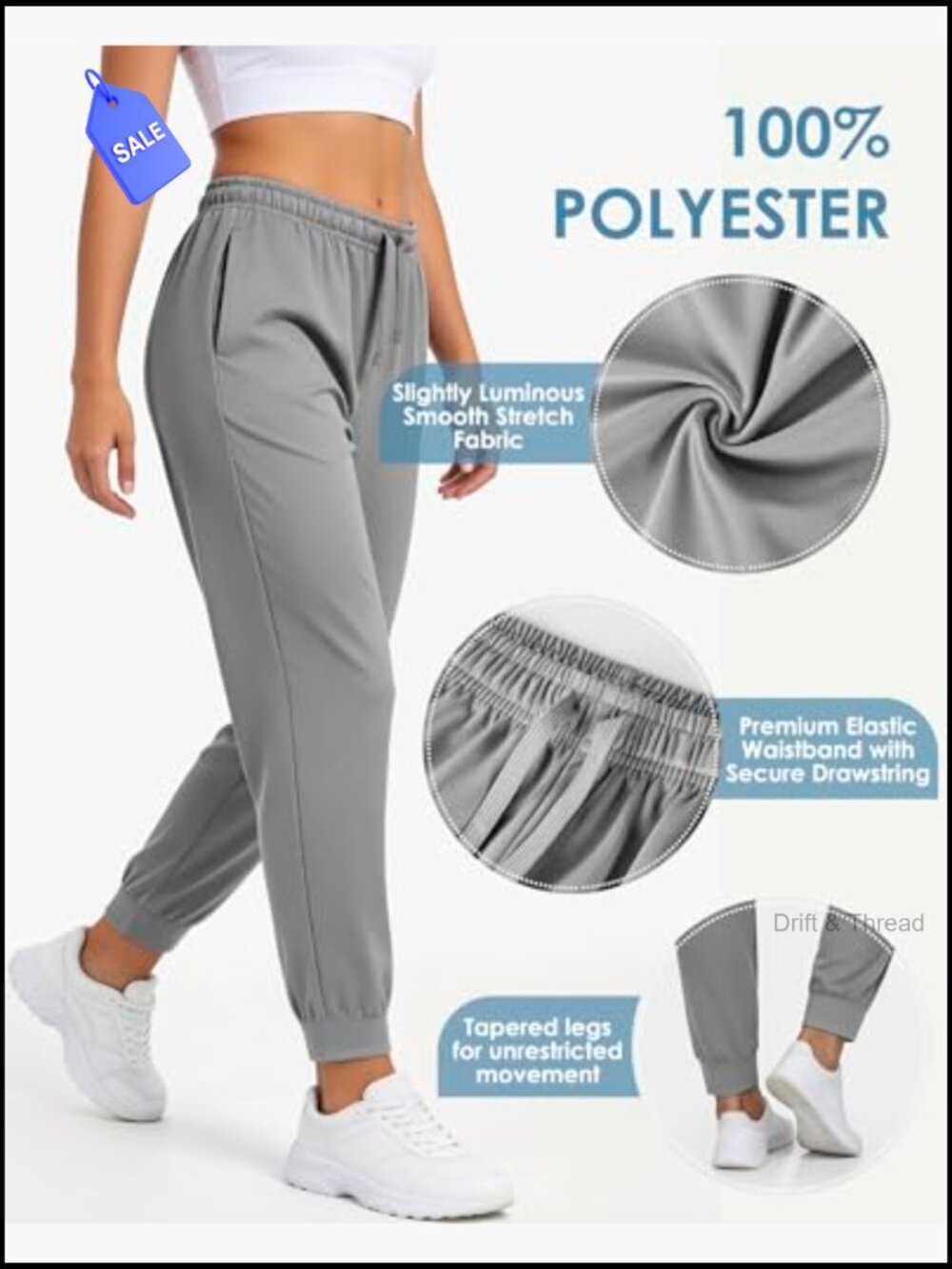 Loose Fit Joggers with Pockets, Lightweight Sweatpants for Workout - Picture 5 of 7